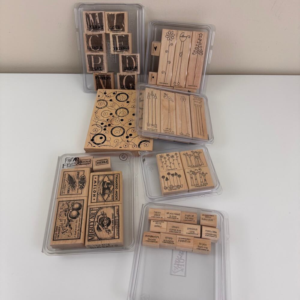 Lot Of Rubber Wooden Stamp Stampin Up Vtg Clean Simple Cute Adorable Cardmaking